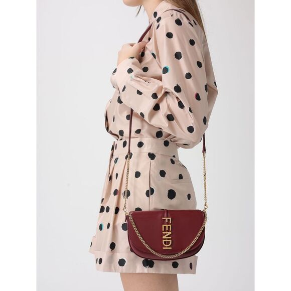 Fendi Shoulder Bag Woman Burgundy - Picture 2 of 4